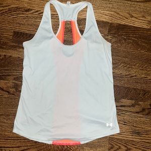 Women’a under Armour workout tank top athletic pink and white
